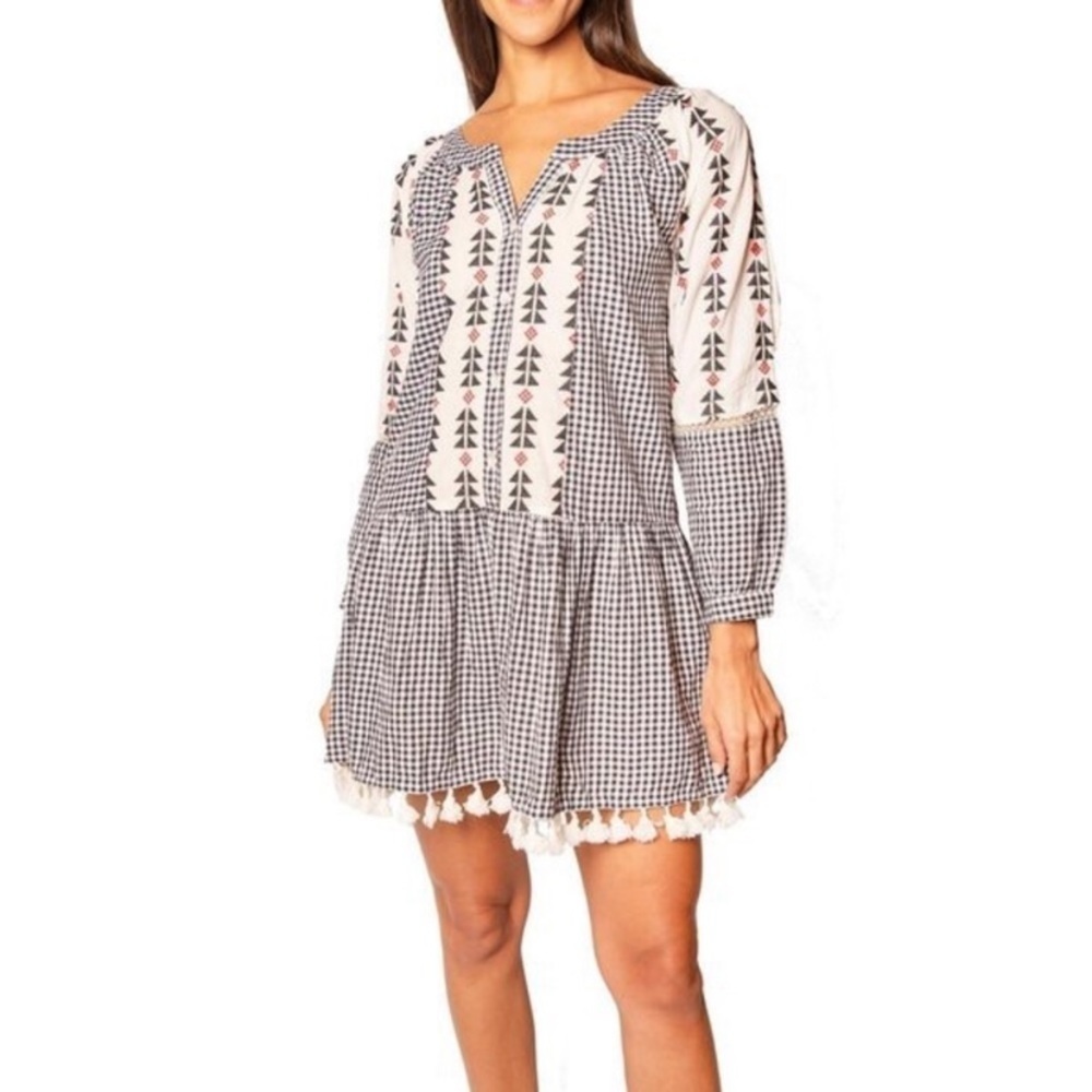 Area Stars Gingham Sorrento Long Sleeve Dress sz S
